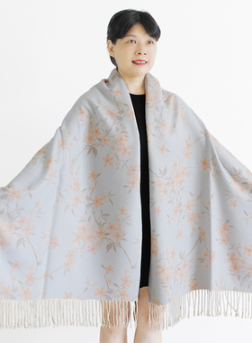 中老年女士羊绒围巾披肩加厚秋冬