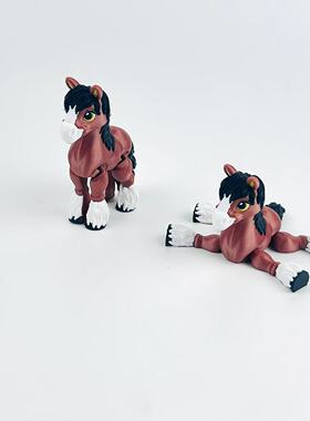 爆款3D打印小马摆件关节可动可爱动物模型玩具外贸多色
