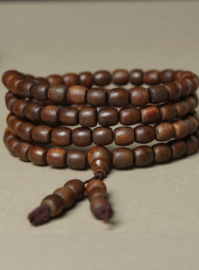 0.8×108颗老料富森红土沉香鼓珠沉水多圈男女士文玩手链手串