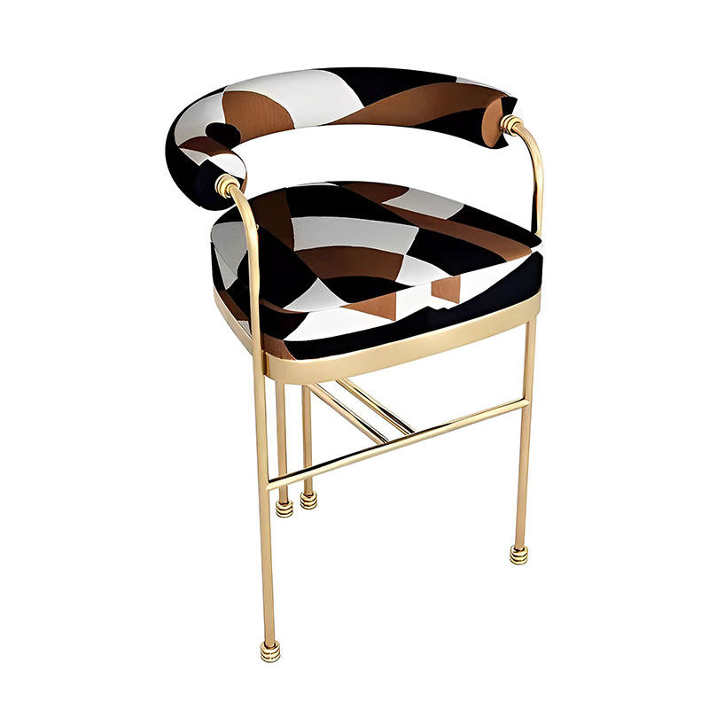 意式轻奢吧台椅简约现代设计师不锈钢款高脚凳花纹布艺前台接待椅,淘宝优惠券,粉丝福利购,淘宝优惠卷