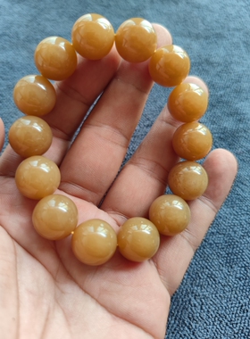 和田糖玉手串红糖满色16毫米圆珠14颗手链无裂无纹质地细腻圆润