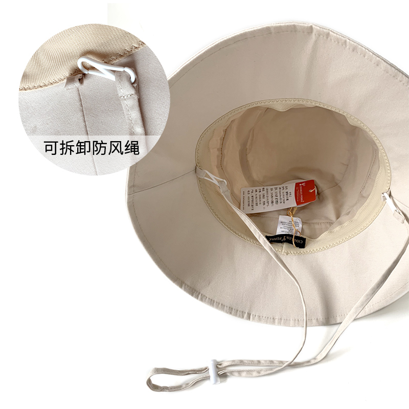 夏季新款大帽檐遮阳帽防晒全棉女士渔夫帽防紫外线适合户外出游-图3