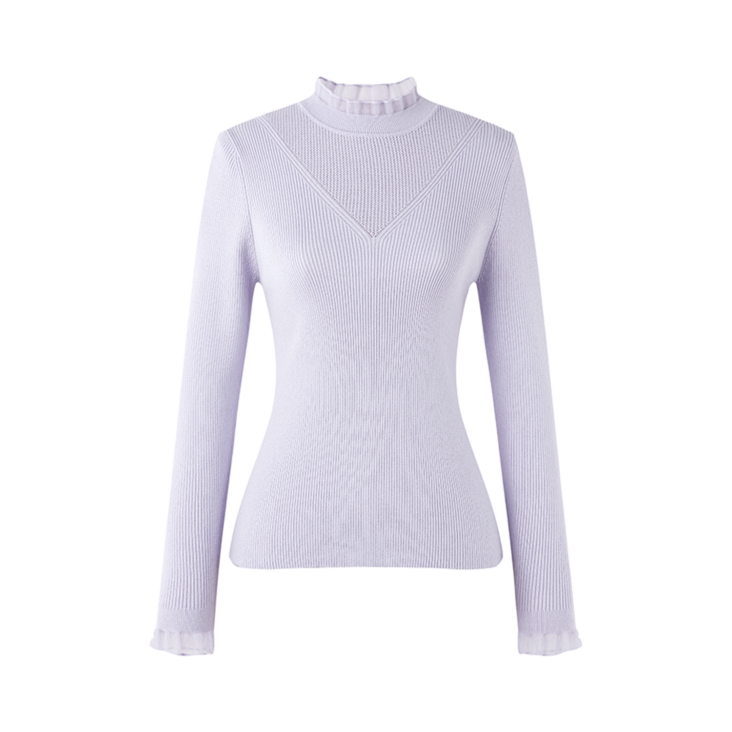 秋水伊人半高领长袖毛针织衫 2025秋冬新款女装优雅拼接打底上衣