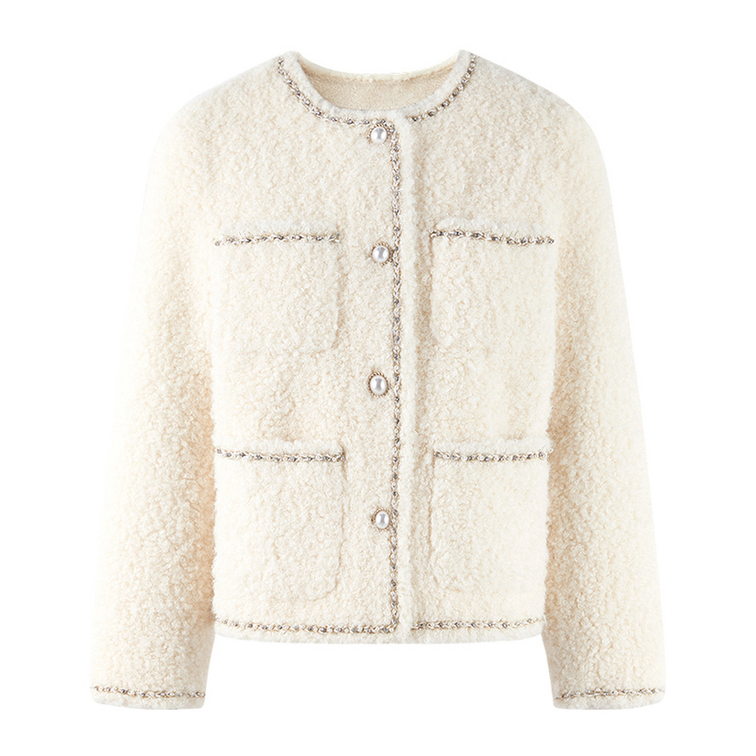 秋水伊人气质小香风仿皮草短外套2025年冬季新款优雅百搭链条上衣,淘宝优惠券,粉丝福利购,淘宝优惠卷