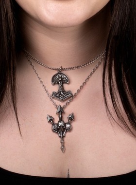 Alchemy Deadly Trident P998 致命三叉戟重工骷髅三叉戟吊坠项链