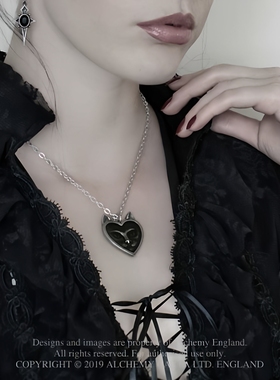 Alchemy Gothic P884 LOVE CAT 暗黑哥特风猫耳朵爱心项链
