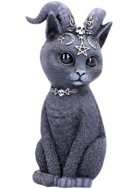 哥特黑猫五芒星复古风树脂摆件