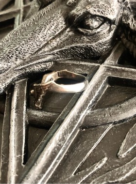 欧美渡鸦暗黑朋克哥特风戒指