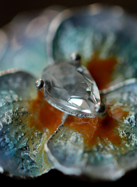 纯银高温珐琅角堇吊坠