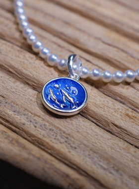 身境饰物‖山海游记·新‖鲸鱼吊坠/耳钩 纯银珐琅 雕刻风格 手工