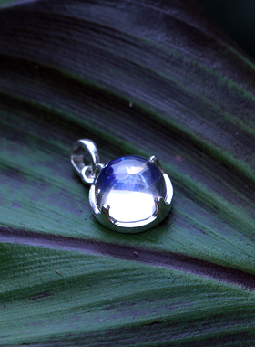 纯银镶嵌白水晶高温珐琅吊坠