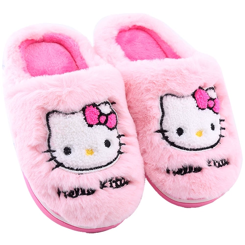 Hello Kitty, hello kitty, детские мультяшные нескользящие зимние тапочки