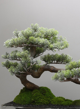 新中式风禅意仿真山水倒影迎客松