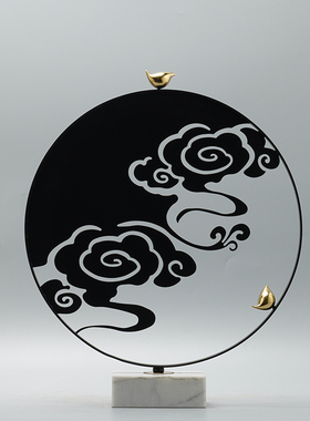 桌面摆件新中式客厅43cm捡漏套组