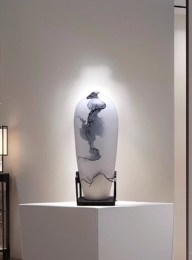 新中式陶瓷花瓶摆件客厅插花宋代美学高端玄关高级感禅意软装饰品