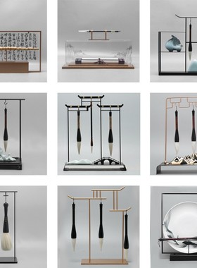 新中式毛笔架摆件客厅古风禅意