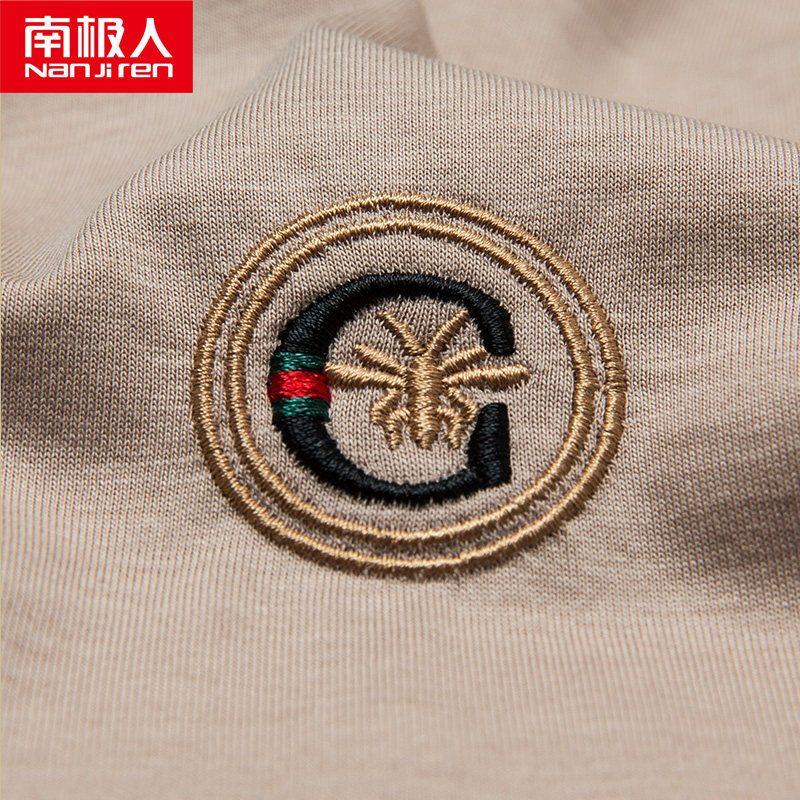 南极人冰丝光棉短袖男刺绣圆领汗衫 兰子服饰T恤