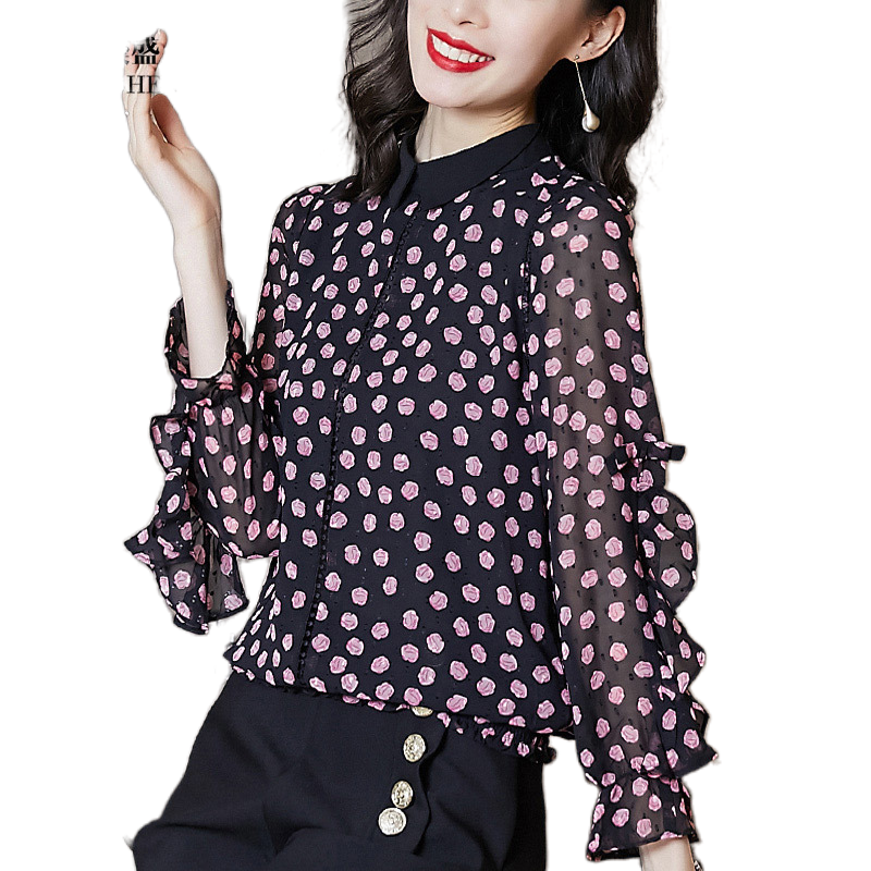 欧货碎花女初秋设计感小众雪纺衫 璨盛蕾丝衫/雪纺衫