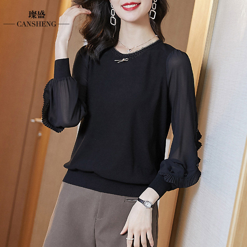 蕾丝女洋气内搭设计感雪纺衫毛衣 璨盛蕾丝衫/雪纺衫