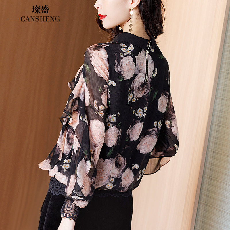 欧货女印花大版复古秋冬款小众衬衫 璨盛衬衫