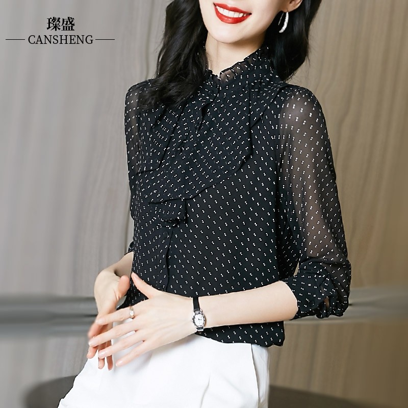 女复古高品质2021秋装新款雪纺衬衫 璨盛衬衫