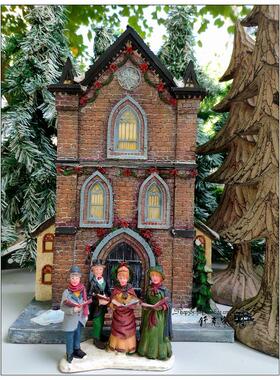 老式房子教堂微缩街景沙盘摆件