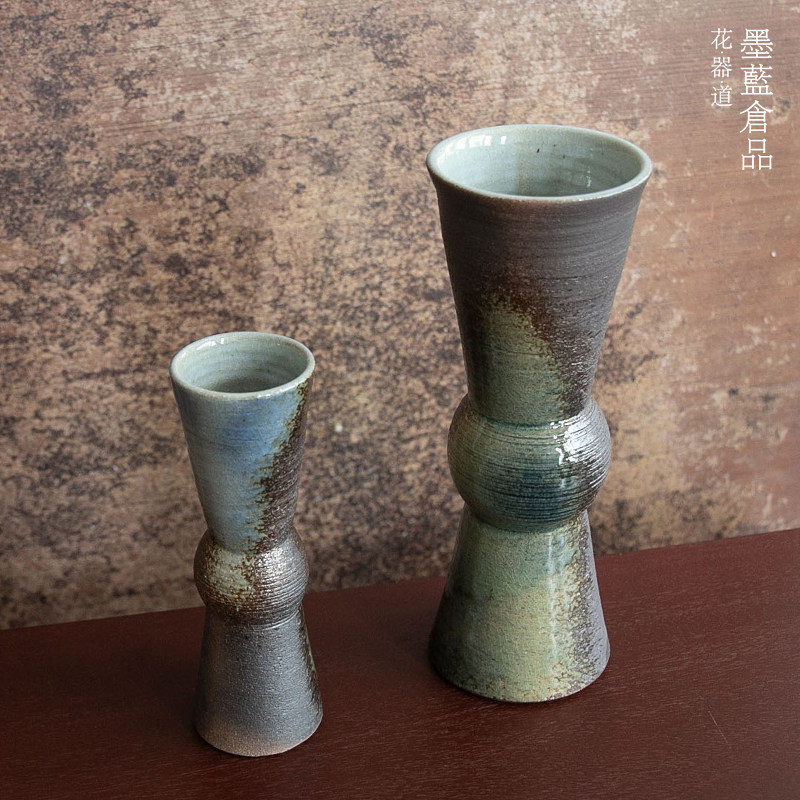 日本进口窑变花觚日式花道插花器皿池坊花器民宿花瓶桌面摆件