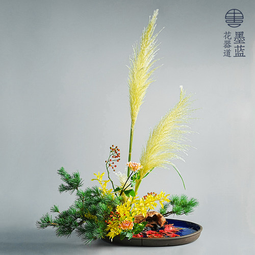 日本进口椭圆花器 小原流琳派乌尼盘日式插花 写景盛花 特大加大 - 图2