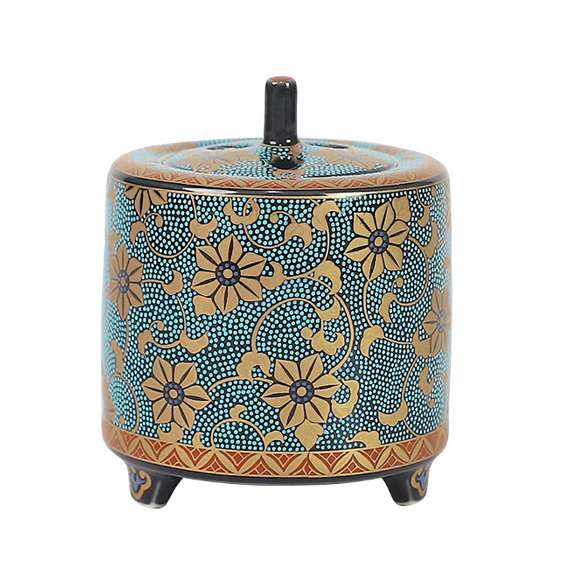 日本进口九谷烧陶瓷香炉彩釉 茶室书房客厅桌面摆件装饰轻奢古典,淘宝优惠券,粉丝福利购,淘宝优惠卷