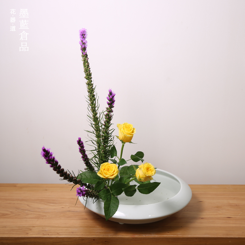 小原流花器回响双耳瓶禅意陶瓷中式插花器皿日式花道花瓶投入瓶 - 图2