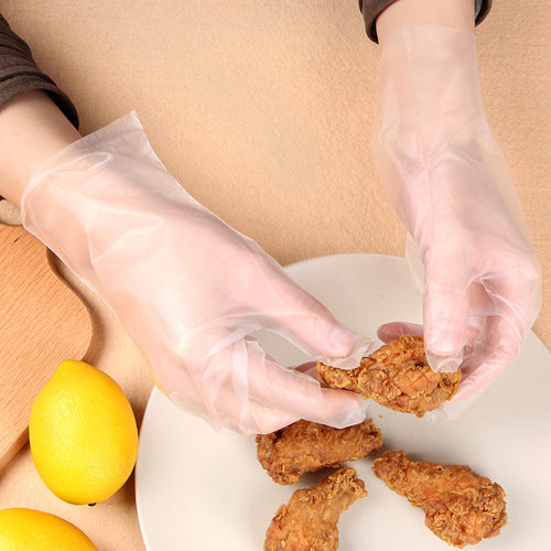 加厚CPE手套食品级100只L大号中号小号S一次性手套小龙虾手套特厚 - 图1