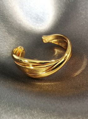 法式气质百搭三圈缠绕女开口戒指