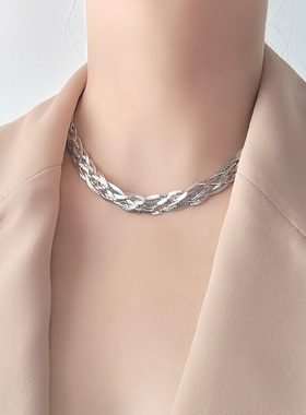 麻花法式宫廷风编织项链女