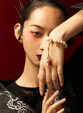 现货天然淡水珍珠手串女款强光S925银镀18K金珐琅彩10mm手链工厂