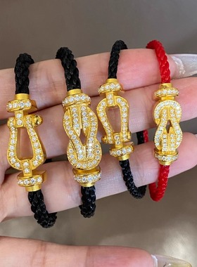 足金999水贝黄金马蹄8字扣头手绳