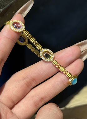 足金999水贝黄金宫锁珠帘手链