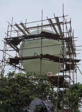 定制大型景观雕塑美陈装置艺术品透明玻璃钢透光灯光月球星球装饰