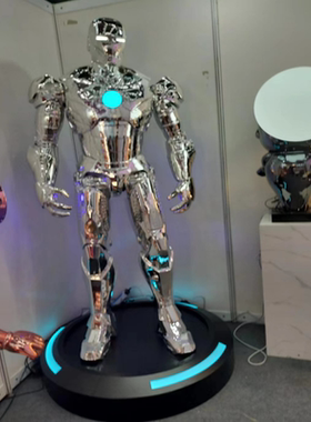 发光漫威MK2钢铁侠玻璃钢雕塑酒店商场酒吧KTV门店迎宾落地大摆件