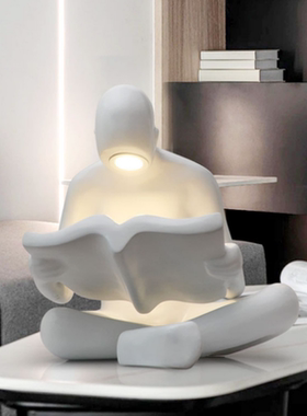 现代简约看书人落地灯软装艺术品别墅客厅橱窗图书馆书童灯饰摆件