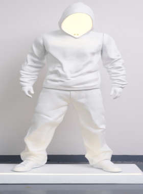 发光人物玻璃钢雕塑卫衣男士酒店商场酒吧KTV网红迎宾落地大摆件