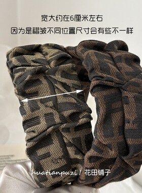 手作欧美中古字母双FF褶皱发箍高颅顶宽边头箍百搭气质压发卡发饰