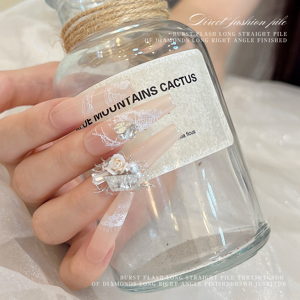 K9成品蕾丝堆钻长直角美甲钻高级感手工繁花欧根纱钻球美甲饰品,淘宝优惠券,粉丝福利购,淘宝优惠卷