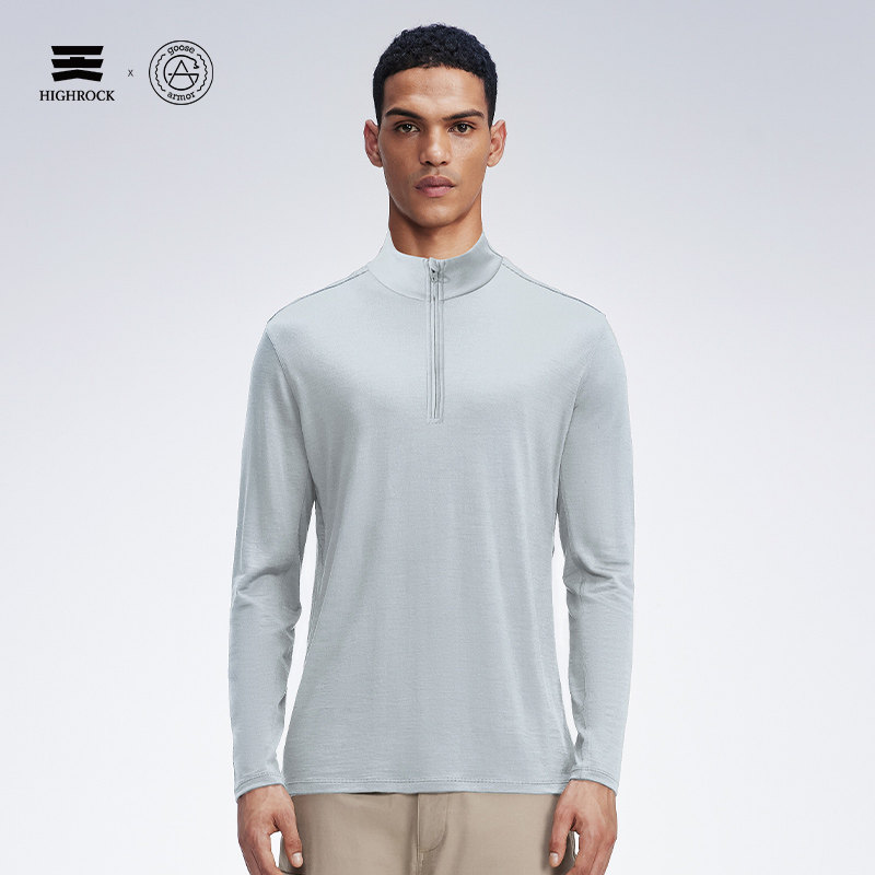 High Rock/天石鹅铠甲美利奴羊毛越野跑步排汗长袖T恤立领G204,淘宝优惠券,粉丝福利购,淘宝优惠卷