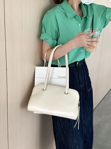 Летняя модная вместительная и большая сумка на одно плечо, Южная Корея, из натуральной кожи, французский стиль