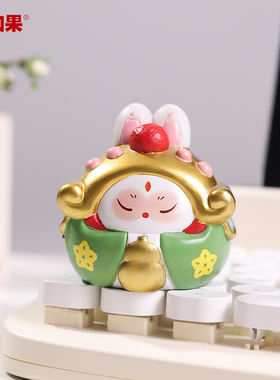吉祥兔儿爷摆件国潮北京非遗Q版公仔办公室桌面解压神器装饰手办