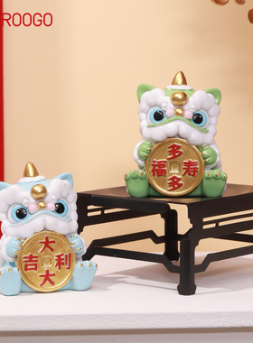 新年五虎上将醒狮小摆件办公室桌面迷你手办装饰马年春节招财礼物