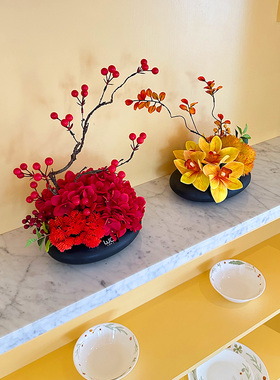 wo+仿真新中式桌花盆栽桌面摆件