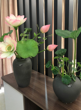 莲花摆件假花仿真花莲叶荷叶片