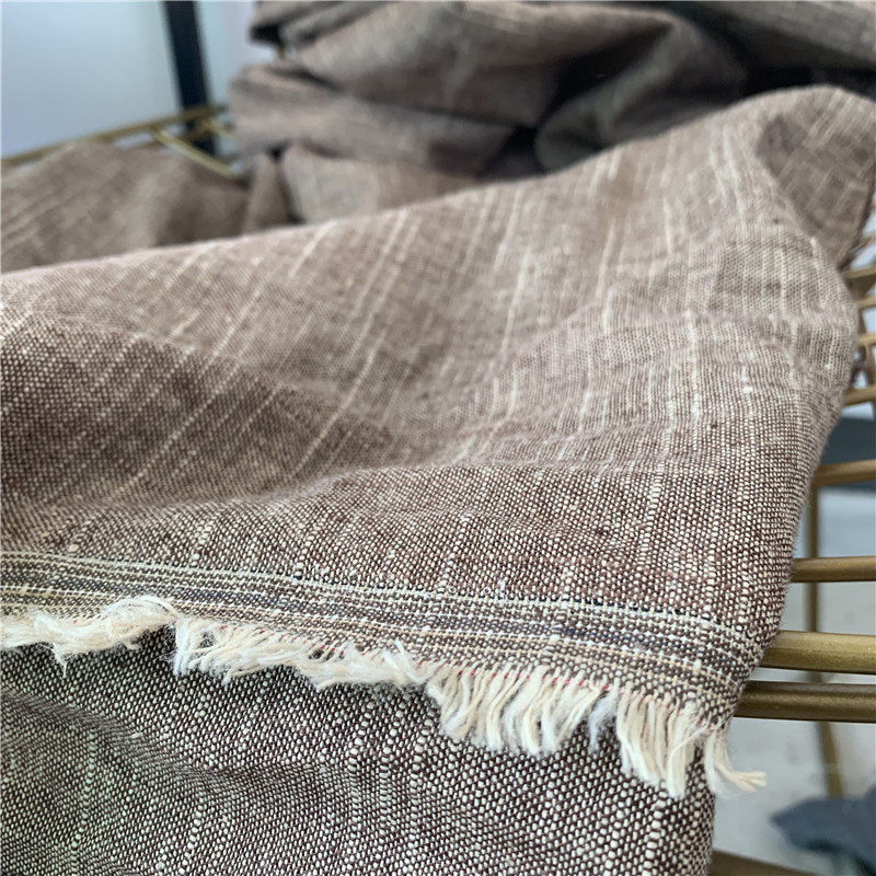 棉亚麻咖啡粗布小西装面料裤子复古长衫汉服旗袍服装布料粗棉麻布 - 图2