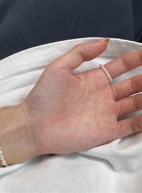 施家珍珠戒指女小众设计感